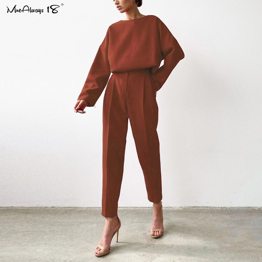 Mnealways18 Vintage Zipper Khaki Trousers Women High Waist Office Pants Ladies Brown Trousers Work Wear Autumn Long Pants 2020