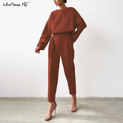 Mnealways18 Vintage Zipper Khaki Trousers Women High Waist Office Pants Ladies Brown Trousers Work Wear Autumn Long Pants 2020