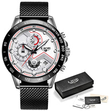 将图片加载到图库查看器，LIGE 2020 New Fashion Mens Watches with Stainless Steel Top Brand Luxury Sports Chronograph Quartz Watch Men Relogio Masculino
