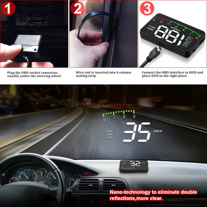 A100 3.5 A900 HUD Head-Up Display Car-Styling Overspeed Warning Windshield Projector Alarm System Universal Auto