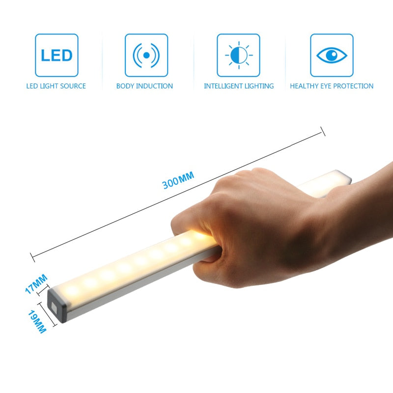 Plutus-Quinn LED Night Light Motion Sensor Wireless USB Rechargeable 20 30 40 50cm Night lamp For Kitchen Cabinet Wardrobe Lamp