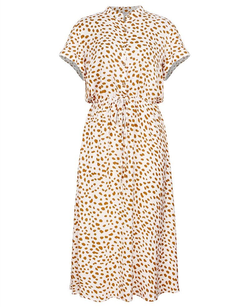Ladies Bohemian Leopard Print Shirt Dress Women Casual Midi Holiday Summer Dress Female A-line Loose Women Beach Dress Vestidos