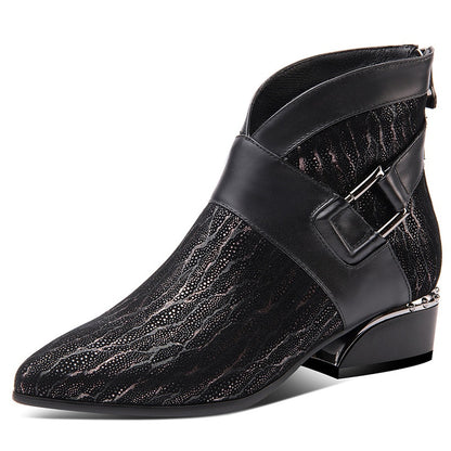 FEDONAS Prints SheepSkin High Heels Elegant Chelsea Boots Autumn Winter Vintage Women Ankle Boots Party Dancing Shoes Woman
