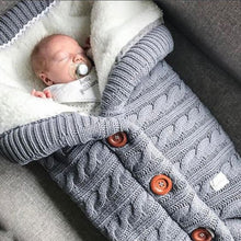 Load image into Gallery viewer, Newborn Baby Winter Warm Sleeping Bags Infant Button Knit Swaddle Wrap Swaddling Stroller Wrap Toddler Blanket baby Sleeping Bag
