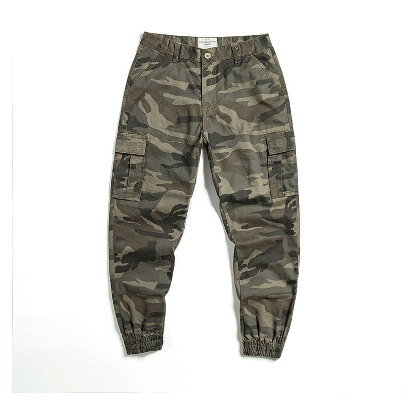 Top Quality Camouflage Cargo Pants Men 100% Cotton Loose Fit Military Pants Khaki Pants Casual Man Trousers Streetwear Joggers