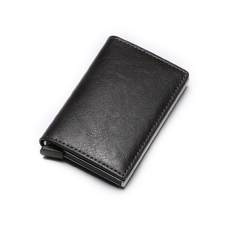 DIENQI Carbon Fiber RFID Blocking Men's Credit Card Holder Leather Bank Card Wallet Case Cardholder Protection Purse For Women
