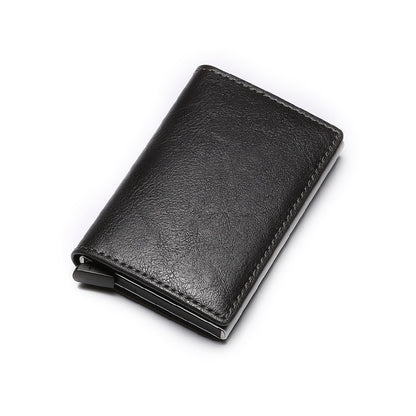 DIENQI Carbon Fiber RFID Blocking Men's Credit Card Holder Leather Bank Card Wallet Case Cardholder Protection Purse For Women