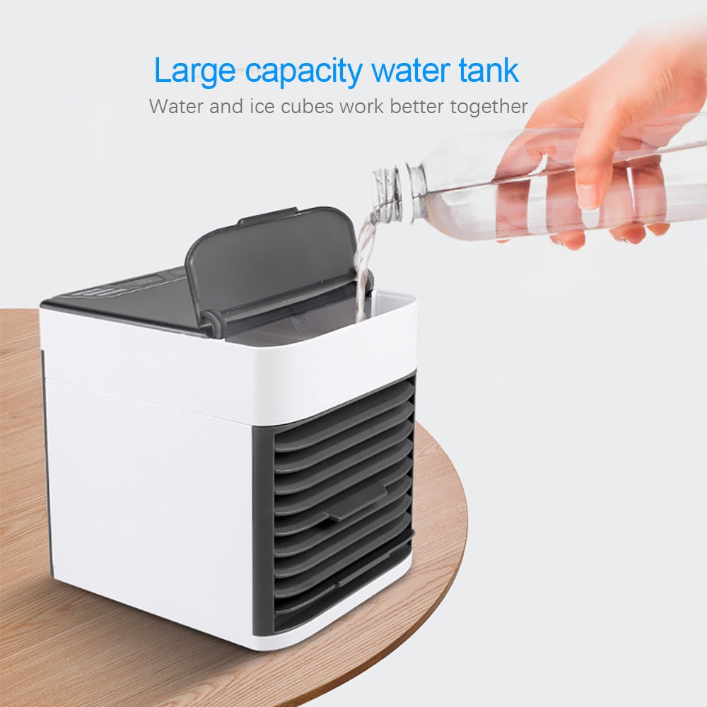 Mini USB Air Cooler Portable Air Conditioner Humidifier Purifier 7 Color Light Desktop Air Cooling Fan Air Cooler Fan for office