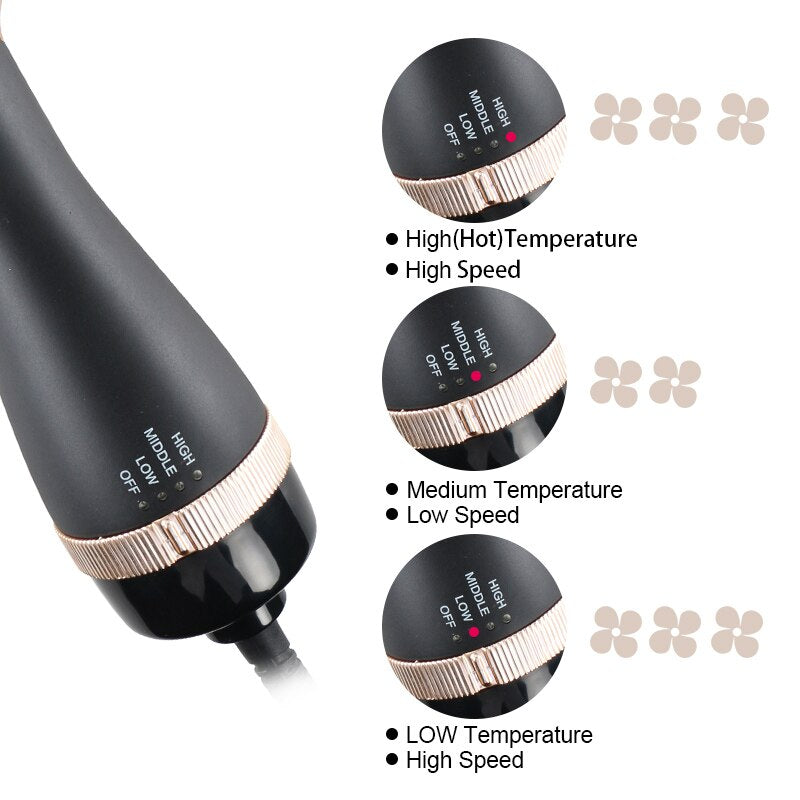 LISAPRO Black Golden Hair Dryer Brush Multifunctional Hair Styling Tools Hair Strightner And Curler Blowout Dryer