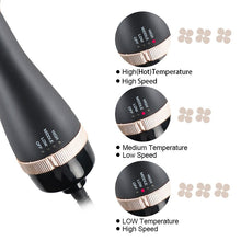 將圖片載入圖庫檢視器 LISAPRO Black Golden Hair Dryer Brush Multifunctional Hair Styling Tools Hair Strightner And Curler Blowout Dryer
