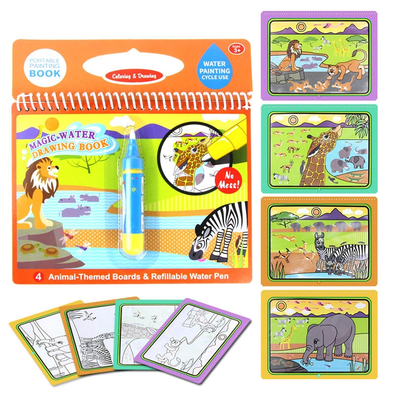 8 Styles Magic Water Drawing Book Coloring Doodle & Magic Pen Drawing Toys Early Education For Kids Birthday Gifts Puzzle Toys