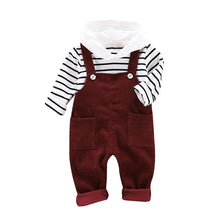 Load image into Gallery viewer, Autumn Baby Boy Clothes 2pcs Long Sleeve Striped Hoodie Sweatshirt+Strap Trousers Pants Casual Baby Clothes Sets
