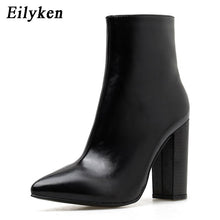 Load image into Gallery viewer, Eilyken Women PU Leather Ankle Boots Thick Heels Pointed Toe Night Club Party Shoes Woman Basic Boots Office Pumps size 41 42
