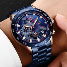 将图片加载到图库查看器，LIGE 2020 New Fashion Mens Watches with Stainless Steel Top Brand Luxury Sports Chronograph Quartz Watch Men Relogio Masculino
