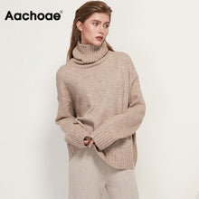 Load image into Gallery viewer, Aachoae Autumn Winter Women Knitted Turtleneck Cashmere Sweater 2020 Casual Basic Pullover Jumper Batwing Long Sleeve Loose Tops
