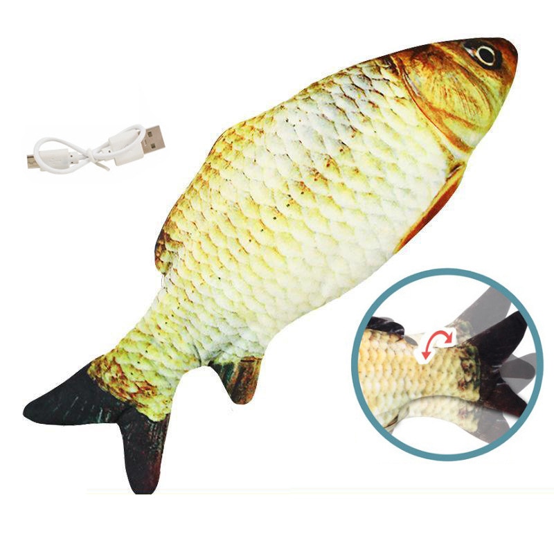Cat Toy Fish Interactive USB Charging Electric Realistic 3D floppy Fish toys for Cats Puppy Dog Pet Chew Bite Toys Pet Supplies