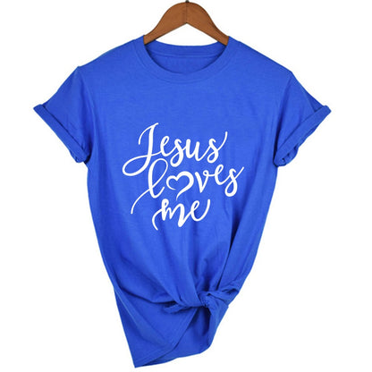 Jesus Loves Me Shirt Women Fashion Christian T-Shirt Religious Shirts Faith Tee 90s Girl Aesthetic Faith Tops Jesus Tee