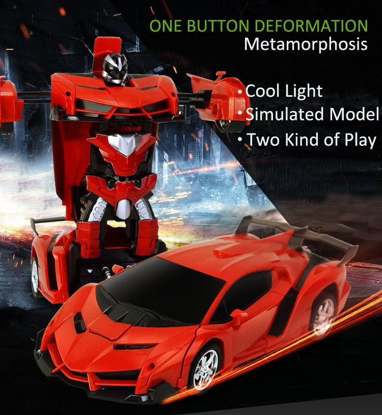 New 2 in 1 RC Car Toy Transformation Robots Car Driving Vehicle Sports Cars Models Remote Control Car RC Toy Gift for Boys Toy