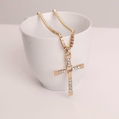 Fast and Furious Pendant Necklace dominic toretto cross Men's Pendants For Men Jewelry Crystal Necklace
