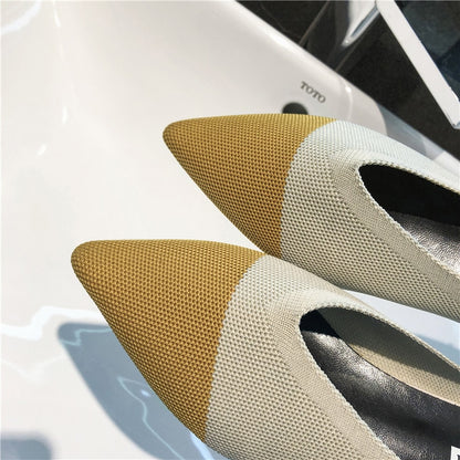 Women's Slippers Fashion Knitting Pointed Women Half Slides Mules Loafers Casual Slipper Female Summer Shoes Flat Sandals