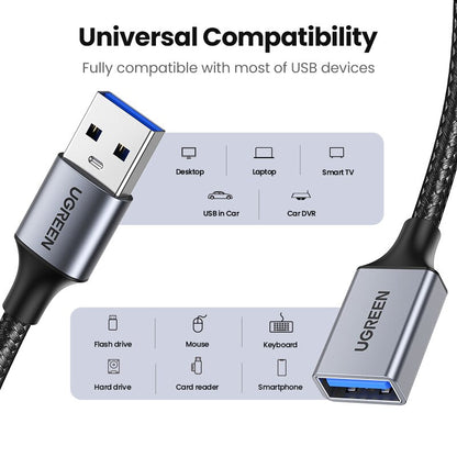Ugreen USB 3.0 Cable USB Extension Cable Male to Female Data Cable USB3.0 Extender Cord for PC TV USB Extension Cable