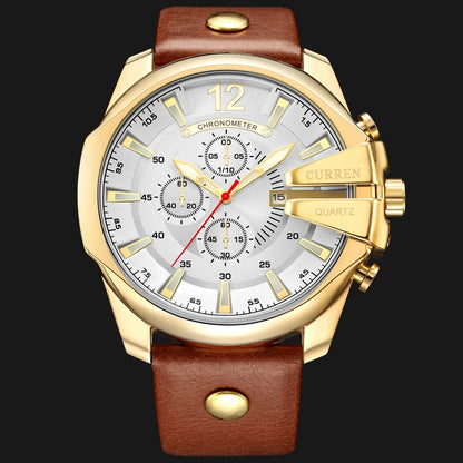Men Luxury Brand CURREN New Fashion Casual Sports Watches Modern Design Quartz Wrist Watch Genuine Leather Strap Male Clock