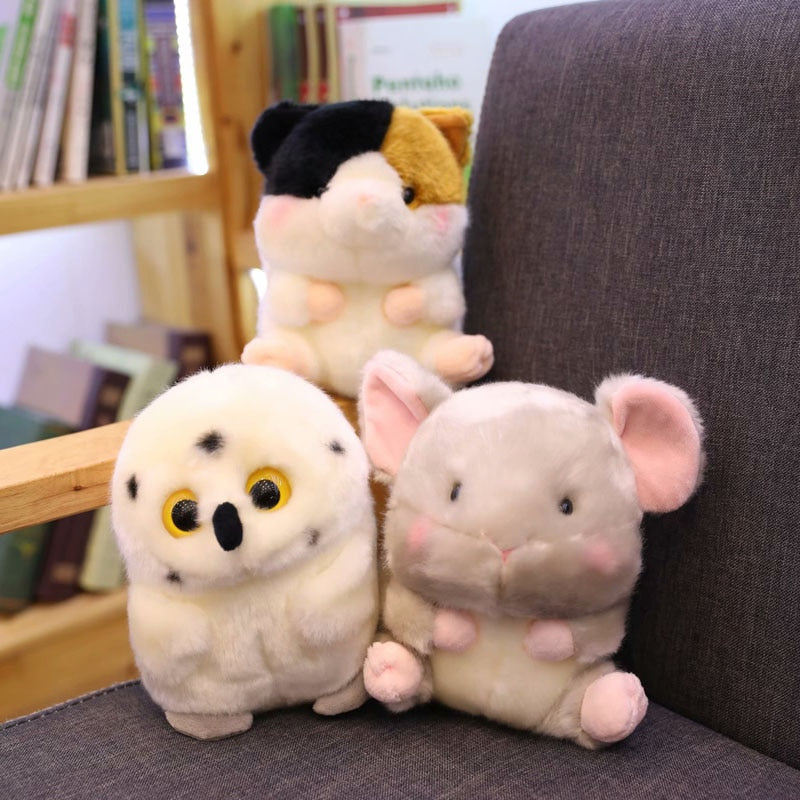 Lovely Round Shape Fat Animals Plush Toys Husky Cow Cat Owl Cute Plush Doll Kids Soft Toys Birthday Gift
