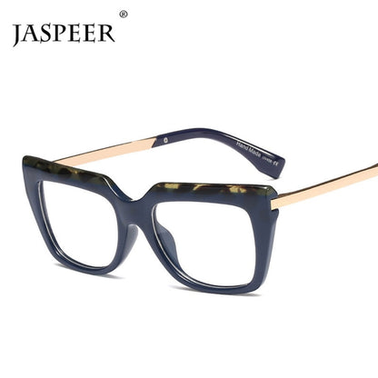 JASPEER Retro Cat Eye Glasses Frame Women Vintage Eye Glasses Female Brand Designer Computer Eyeglasses Ladies Optical Frames