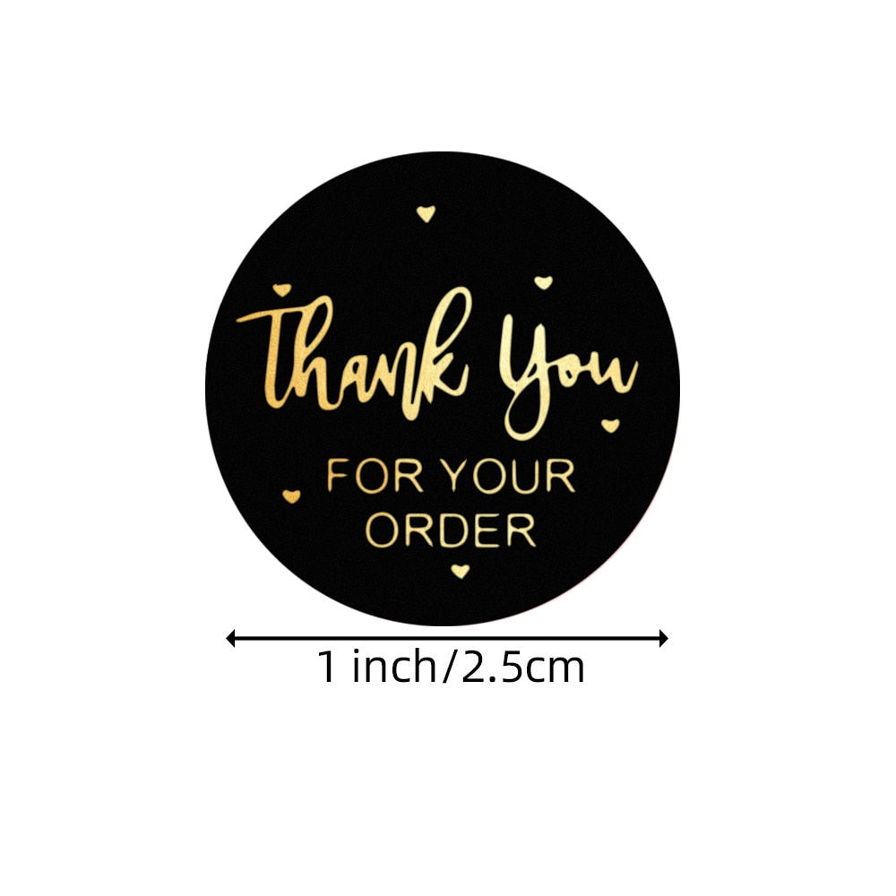 500PCS "THANK you for your order" Stickers Label silver black pink transparent gold sticker stationery supply