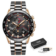 将图片加载到图库查看器，LIGE 2020 New Fashion Mens Watches with Stainless Steel Top Brand Luxury Sports Chronograph Quartz Watch Men Relogio Masculino
