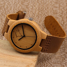 Load image into Gallery viewer, BOBO BIRD Top brand Men&#39;s Bamboo Wooden Watch Quartz Real Leather Strap Men Watches relojes finos de hombre
