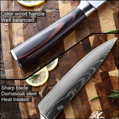 XITUO 8"inch japanese kitchen knives Laser Damascus pattern chef knife Sharp Santoku Cleaver Slicing Utility Knives tool EDC New