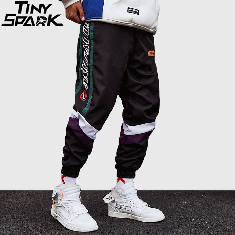 Harajuku Unisex Pants Joggers Retro Color Block Patchwork Jogging Running Hip Hip Harem Pant Streetwear Thin Sweatpant Trousers 2020 Track Pant Autumn