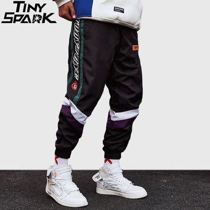 Harajuku Unisex Pants Joggers Retro Color Block Patchwork Jogging Running Hip Hip Harem Pant Streetwear Thin Sweatpant Trousers 2020 Track Pant Autumn