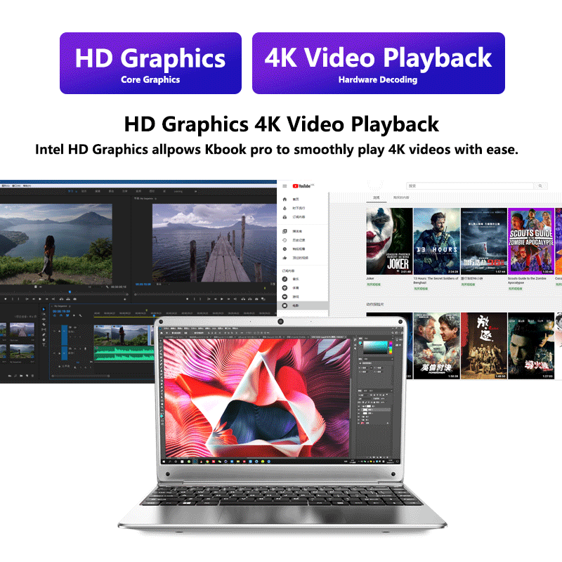 Laptop ultralight KUU KBook, 14.1" FHD (1.920x1.080), Intel Celeron N3450, 6GB RAM, 128GB/256GB SSD HD Graphics 500 Window10