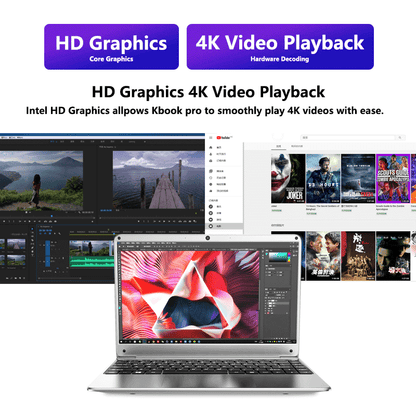 Laptop ultralight KUU KBook, 14.1" FHD (1.920x1.080), Intel Celeron N3450, 6GB RAM, 128GB/256GB SSD HD Graphics 500 Window10