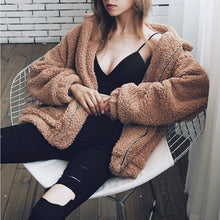 将图片加载到图库查看器，Elegant Faux Fur Coat Women 2019 Autumn Winter Warm Soft Zipper Fur Jacket Female Plush Overcoat Pocket Casual Teddy Outwear 3XL
