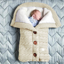 Load image into Gallery viewer, Newborn Baby Winter Warm Sleeping Bags Infant Button Knit Swaddle Wrap Swaddling Stroller Wrap Toddler Blanket baby Sleeping Bag
