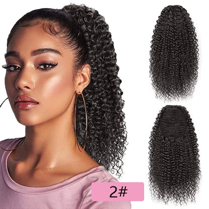 Vigorous Drawstring Puff Ponytail Afro Kinky Curly Hair Extension Synthetic Clip in Pony Tail African American Hair Extension