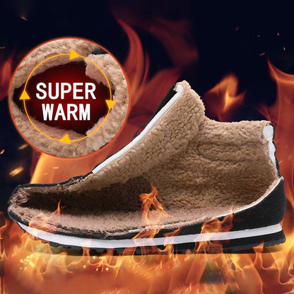 Winter Men Shoes Black Sneakers Keep Warm Fur Lace Up Ankle Boots Short Plush Men's Snow Boots Winter Work Shoes Hombre Botas