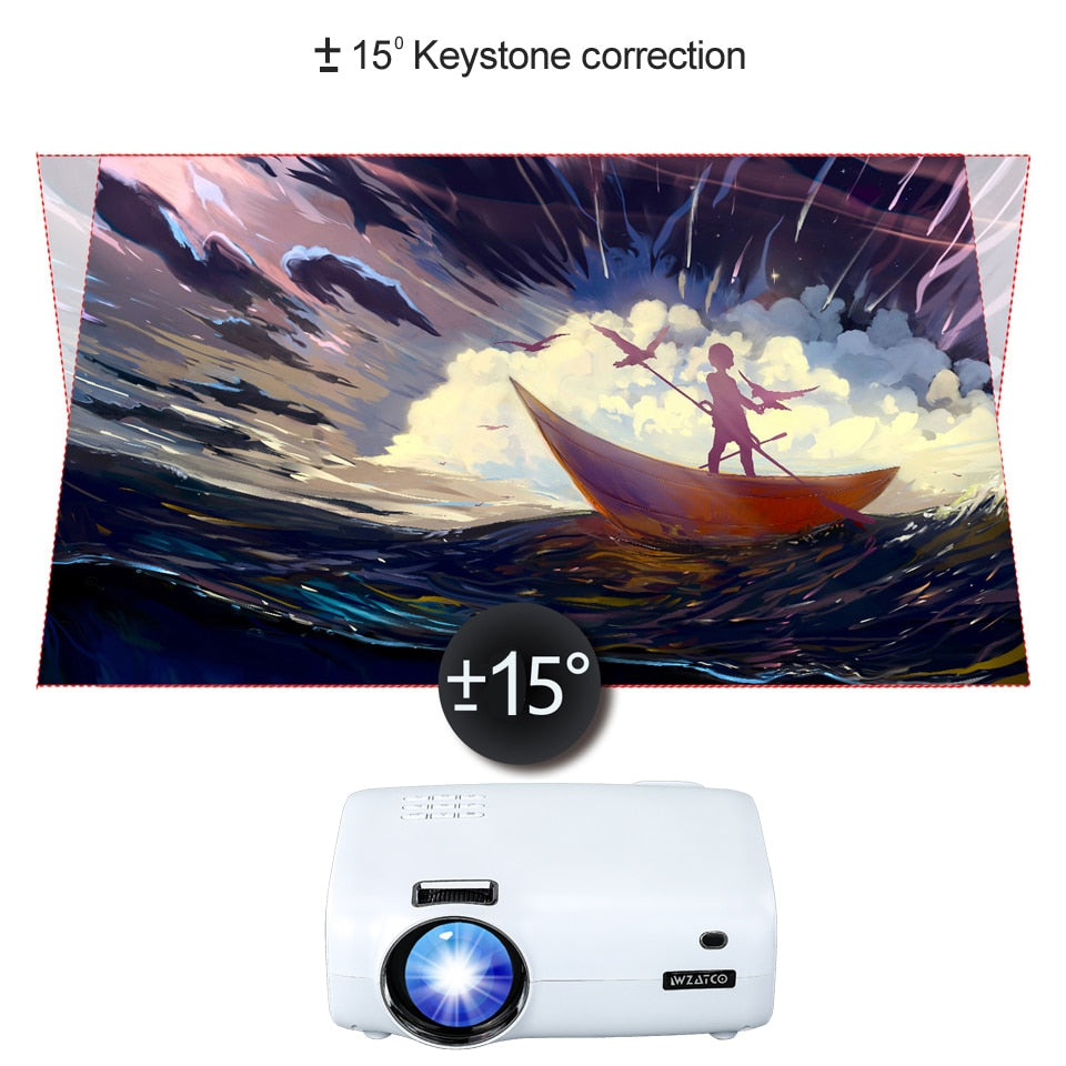WZATCO E600 Android 10.0 Wifi Smart Portable Mini LED Projector Support Full HD 1080p 4K AC3 Video Home Theater Beamer Proyector