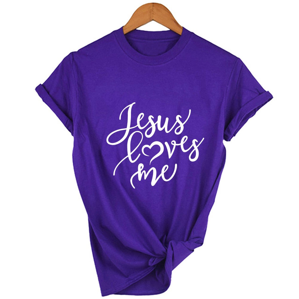 Jesus Loves Me Shirt Women Fashion Christian T-Shirt Religious Shirts Faith Tee 90s Girl Aesthetic Faith Tops Jesus Tee