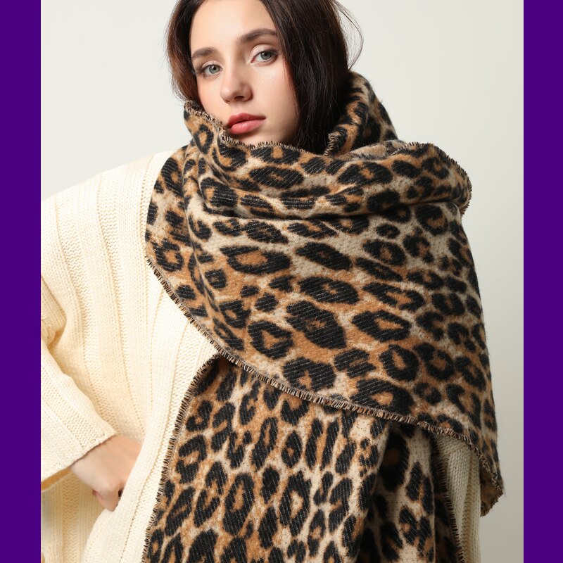 Designer Women's Thick Scarf Blanket Tassel Shawls Wrap Animal Leopard Print Cashmere Scarves pashmina foulard