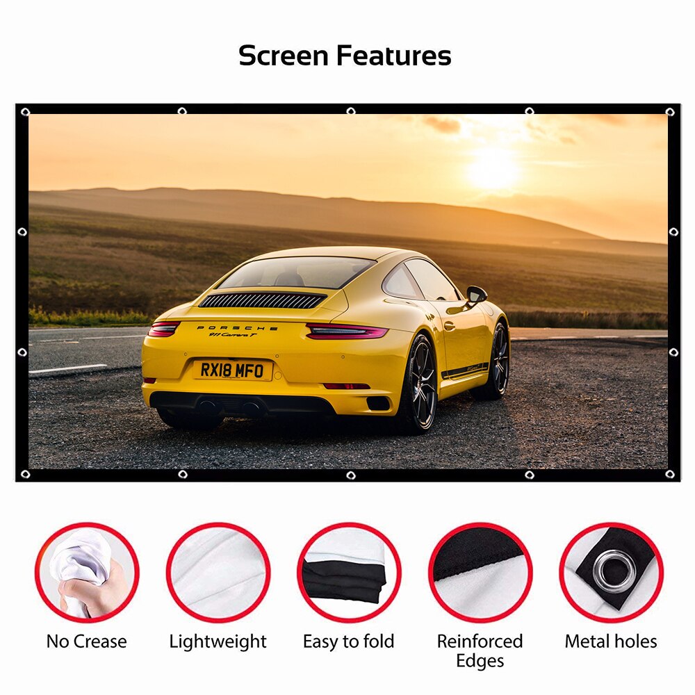LEJIADA Projector portable folding soft screen 60 72 84 100 120 150 inches home outdoor KTV portable 3d HD screen projection