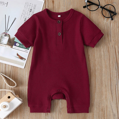 Summer Newborn Kid Baby Girl Romper Clothes 0-24M Short Sleeve Solid Jumpsuits Outfits 6 Colors