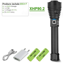 Charger l&#39;image dans la galerie, 300000 lm xhp90.2 most powerful led flashlight torch usb xhp50 rechargeable tactical flashlights 18650 or 26650 hand lamp xhp70
