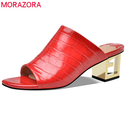 MORAZORA 2020 new arrive women sandals top quality genuine leather shoes strange high heel fashion party casual shoes woman