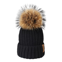 將圖片載入圖庫檢視器 Furtalk Real Fur pompom Beanie Hat Women Winter Knitted Hat Warm Real Big Raccoon Pom Pom Hat for Female
