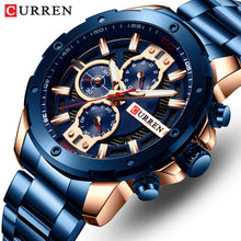 Cargar imagen en el visor de la galería, CURREN Men Watch Top Brand Stainless Steel Mens Watches Chronograph Quartz Watch Men Sports Clock Relogio Masculino Reloj Hombr
