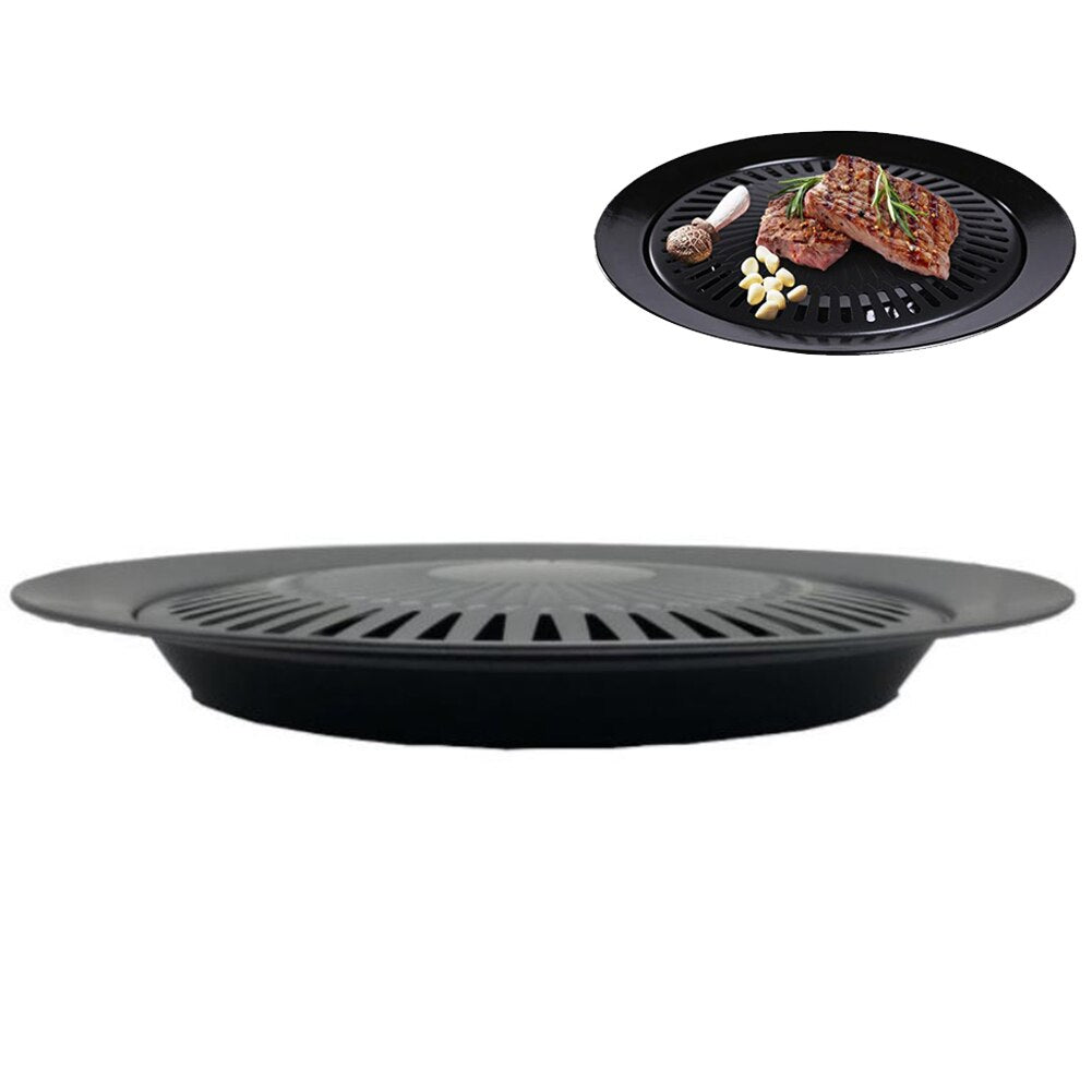 Korean Barbecue Tray Outdoor Cassette Oven Grill Pan Non-Stick Round Portable Nonstick Pan Teppanyaki Barbecue Grill Accessories